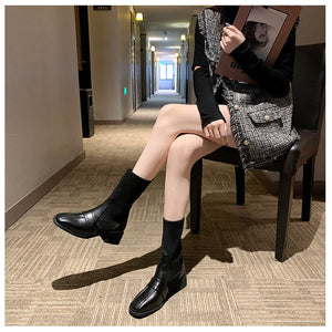 British Style Square Boots Women