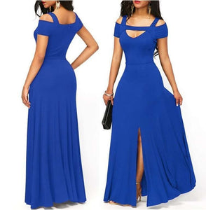 V-neck off-the-shoulder  long dress