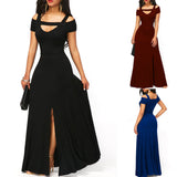 V-neck off-the-shoulder  long dress