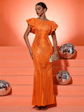 Elegant Orange Evening Dress for Women