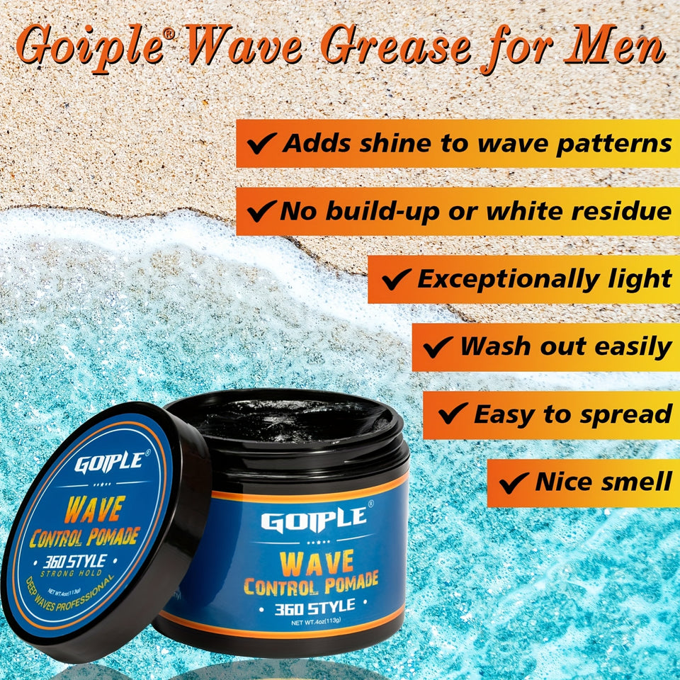 Men's 360 Wave Pomade, Strong Hold & Easy Washout
