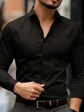 Men's Casual Polyester Button-Down Shirt