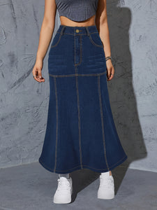 1pc Elegant Denim Flared Skirt for Women