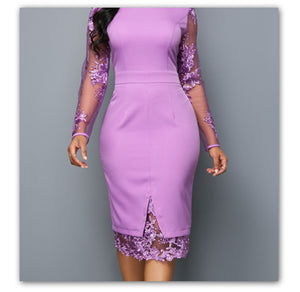 Ladies Purple Long-sleeved Dress