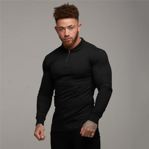 Fitness Sports Long-sleeved Polo Shirt Men