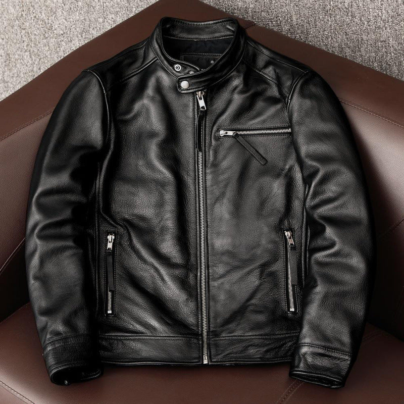 Men's Stand Collar Leather Jacket