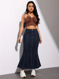 Women's Mermaid Trumpet Denim Skirt