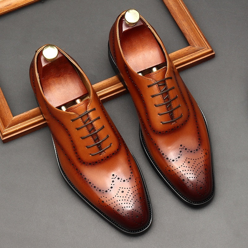 Men's British Pointed Toe Lace-up Shoes