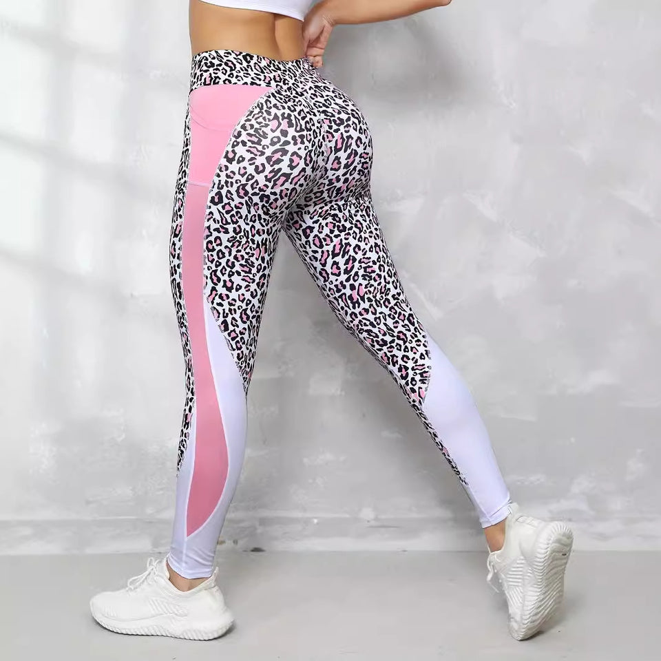 Contrast Color High Waist Tight Printed Leggings