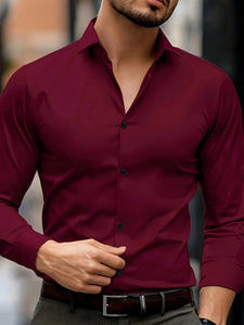 Men's Casual Polyester Button-Down Shirt