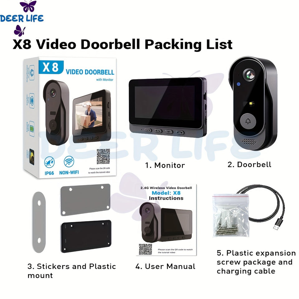 Video Doorbell with Camera, Night Vision,