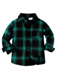 Boys' Classic Green Plaid Long Sleeve Shirt