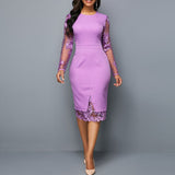 Ladies Purple Long-sleeved Dress