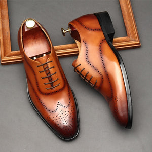 Men's British Pointed Toe Lace-up Shoes