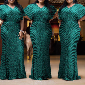 African Hot Style Commuter Twill Sequin Dress