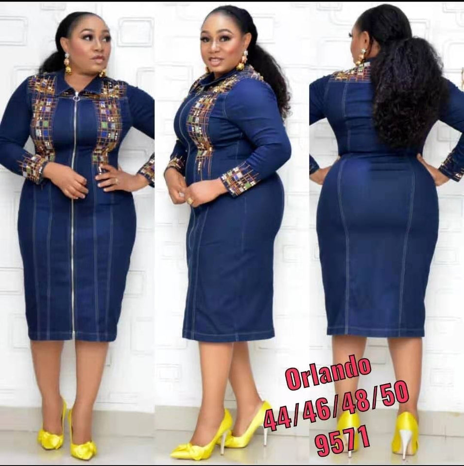 Denim African Dress Women