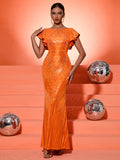 Elegant Orange Evening Dress for Women