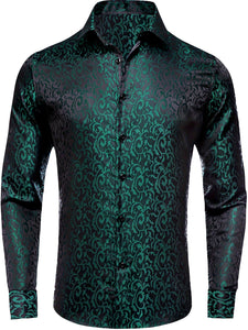 Classic Mens Dark Green Dress Shirt - Premium Long Sleeve With Button Lapel - Perfect For Business, Banquet, Wedding, And Party Events - Fashionable And Versatile