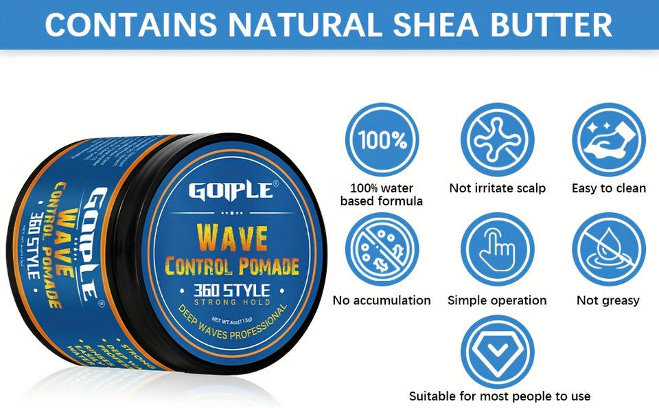 Men's 360 Wave Pomade, Strong Hold & Easy Washout