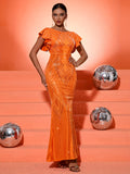 Elegant Orange Evening Dress for Women