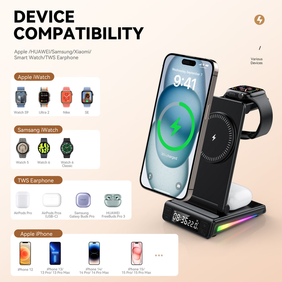 Desktop Vertical Five-in-one Folding Multifunctional Wireless Charger