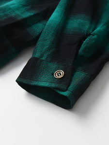 Boys' Classic Green Plaid Long Sleeve Shirt