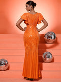 Elegant Orange Evening Dress for Women