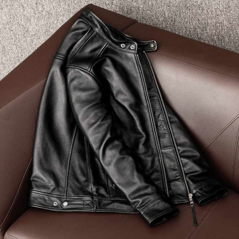 Men's Stand Collar Leather Jacket