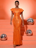Elegant Orange Evening Dress for Women