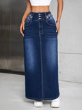 Women's High Rise Maxi Denim Skirt