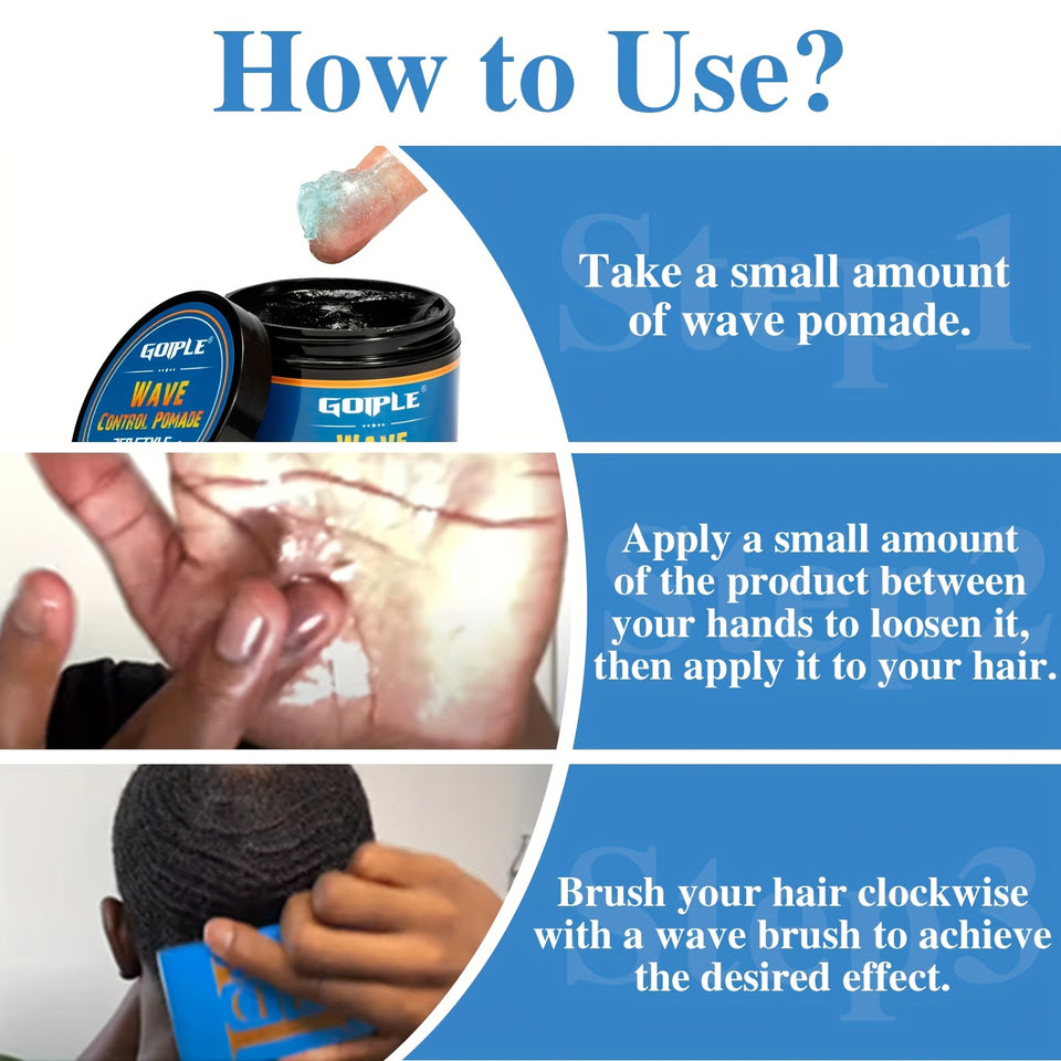 Men's 360 Wave Pomade, Strong Hold & Easy Washout