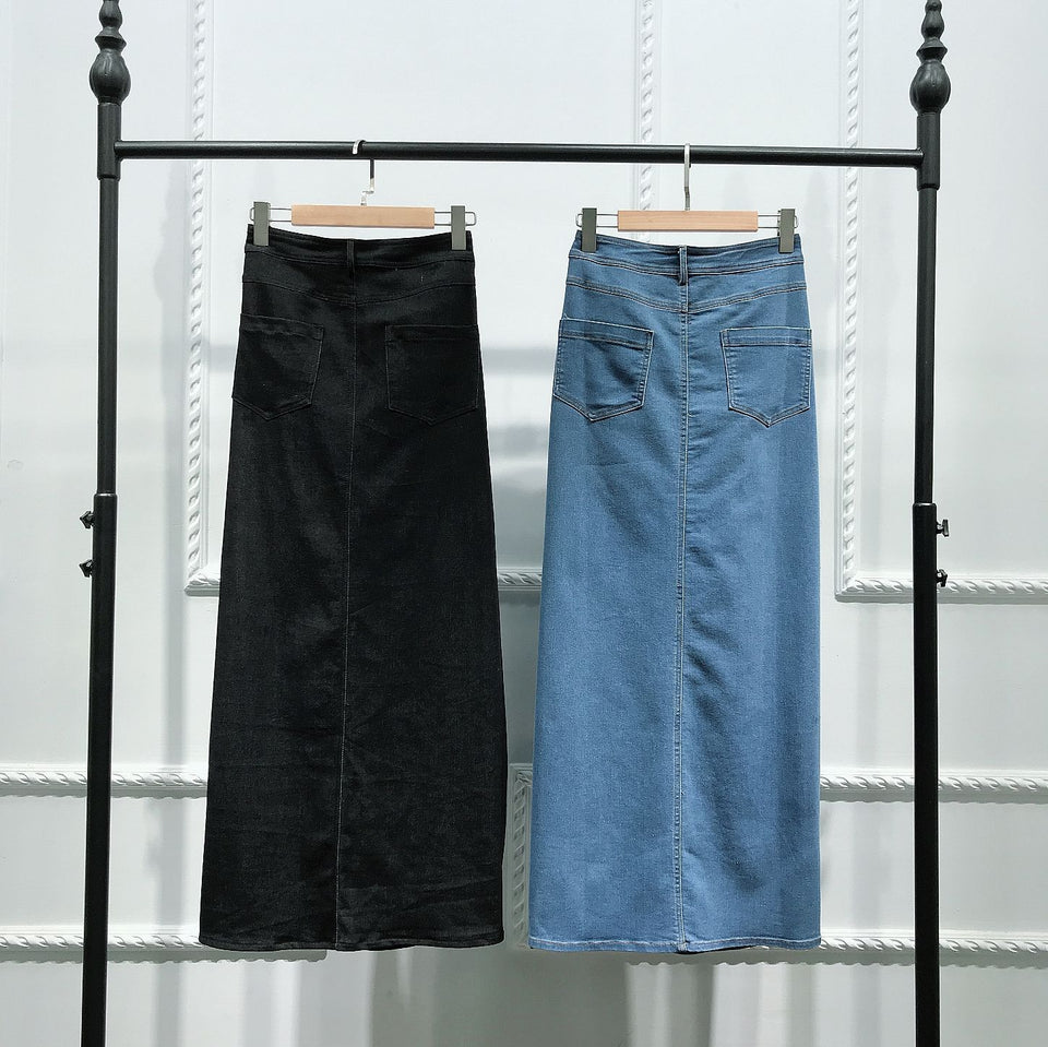 Long Stretch jeans Skirt