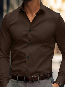 Men's Casual Polyester Button-Down Shirt